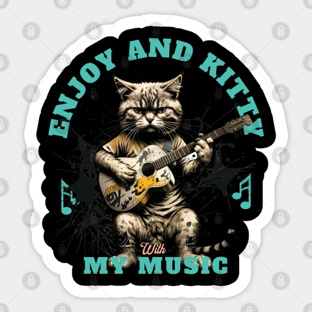 Enjoy And Kitty Sticker by TEENIE DESIGN